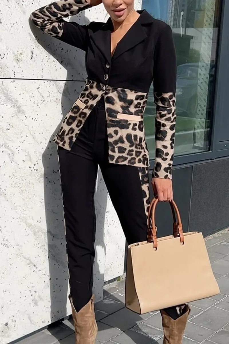 Women's Leopard Print Blazers Suit